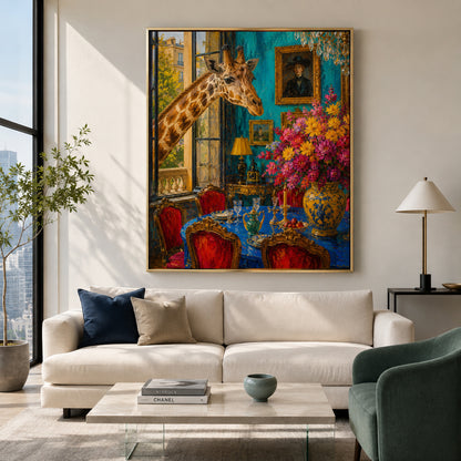Whimsical Giraffe Dining Room Pop Art Canvas for Colorful Interiors