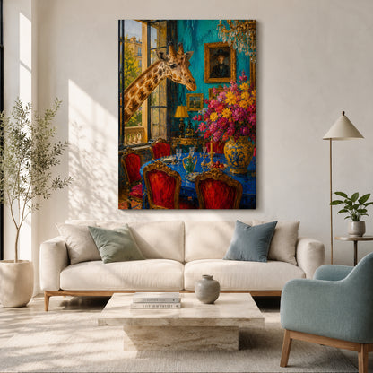 Whimsical Giraffe Dining Room Pop Art Canvas for Colorful Interiors