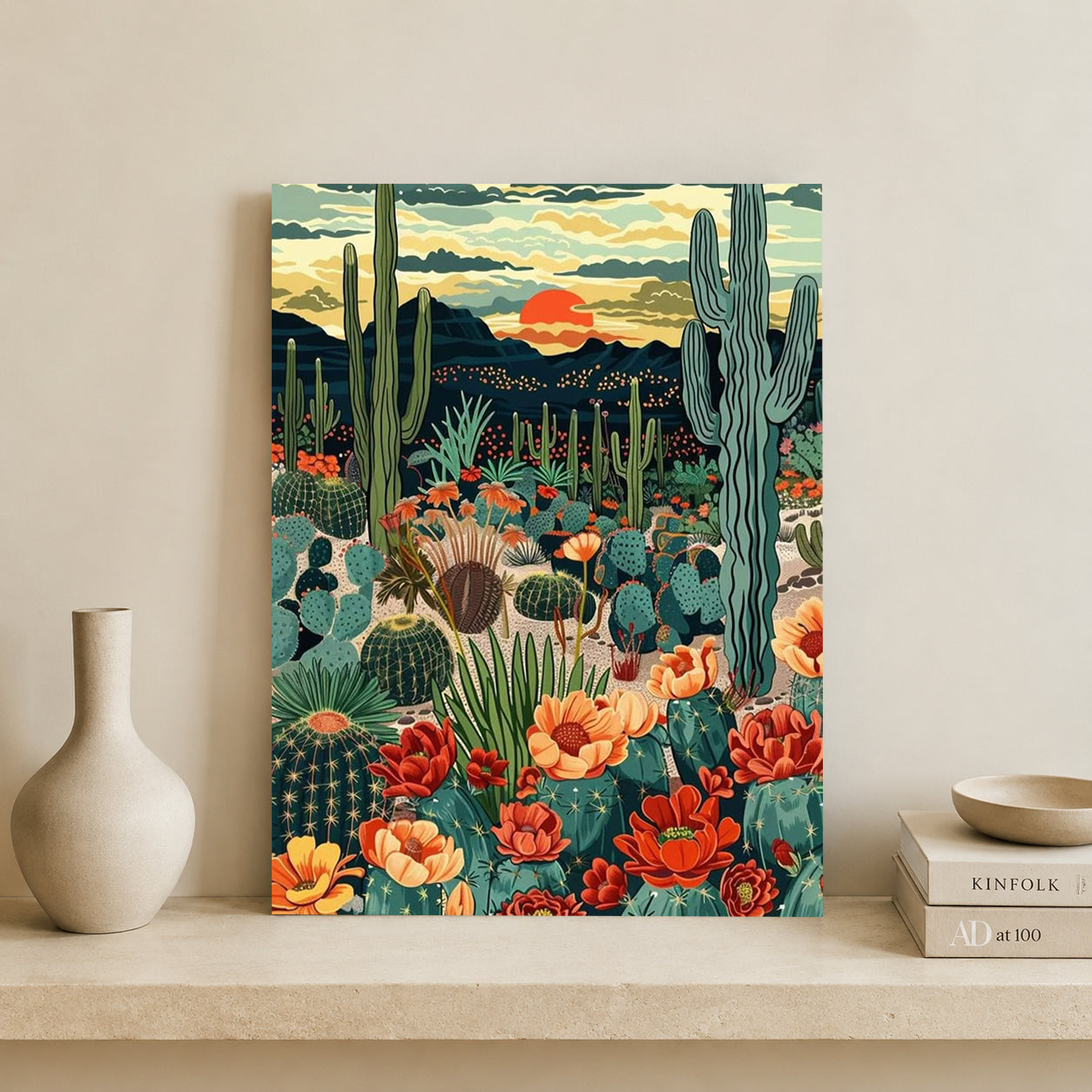 Vibrant Desert Cactus Canvas Pop Art