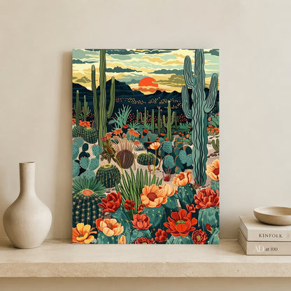 Vibrant Desert Cactus Canvas Pop Art