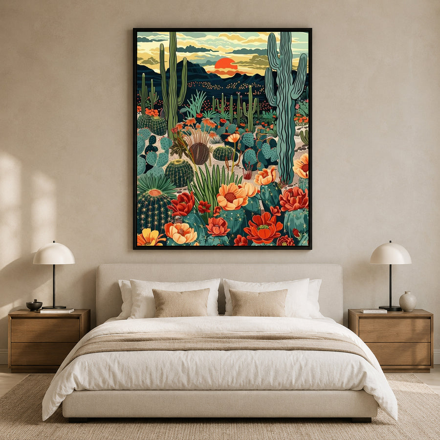 Vibrant Desert Cactus Canvas Pop Art