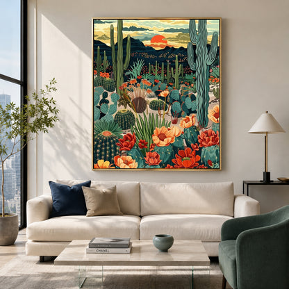 Vibrant Desert Cactus Canvas Pop Art