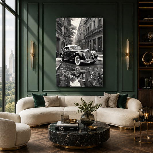 Vintage Classic Car Canvas Painting