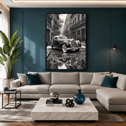 Vintage Classic Car Canvas Painting