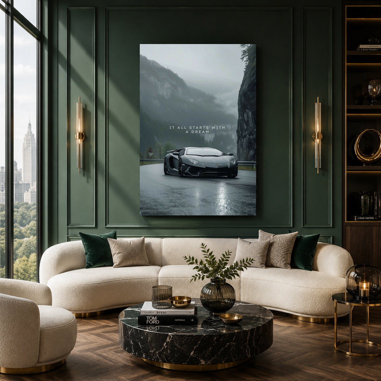 Lamborghini Supercar Canvas Painting Motivational Car Wall Art