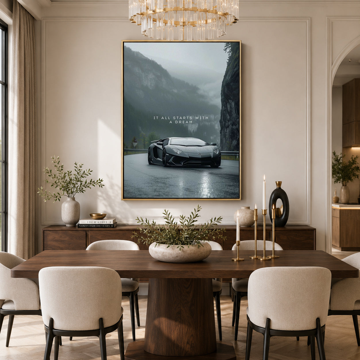 Lamborghini Supercar Canvas Painting Motivational Car Wall Art