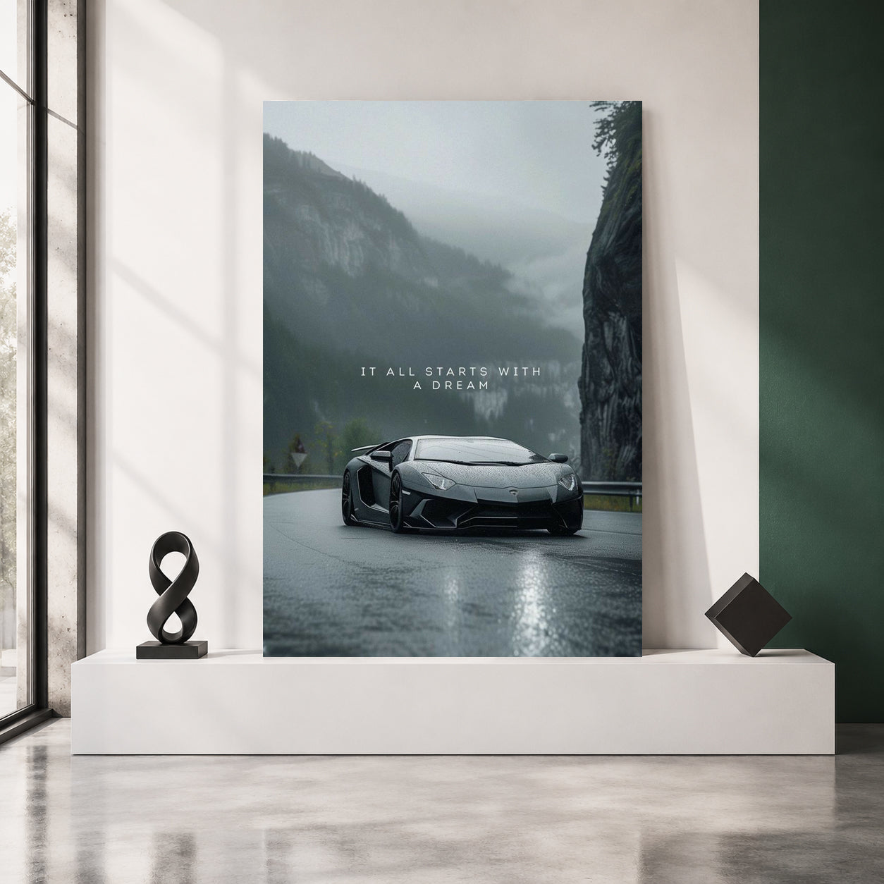 Lamborghini Supercar Canvas Painting Motivational Car Wall Art