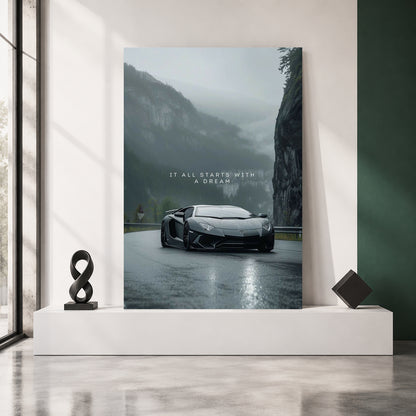 Lamborghini Supercar Canvas Painting Motivational Car Wall Art