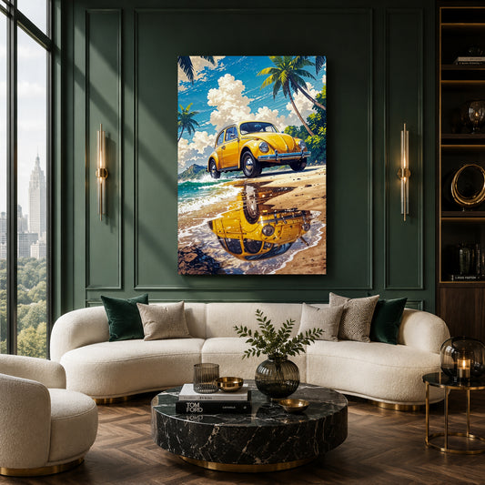 Vintage Beetle Canvas Painting