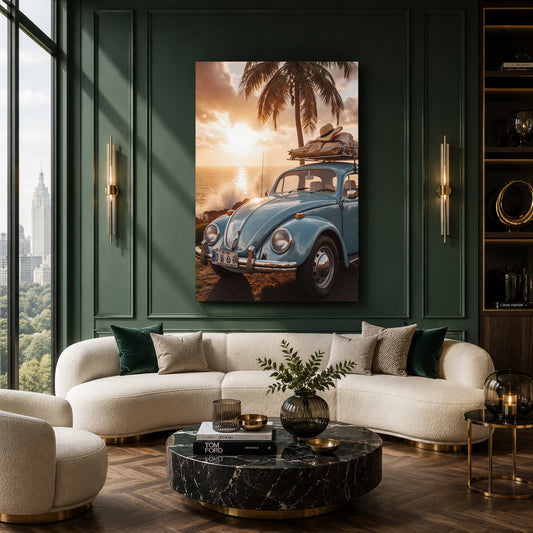 Vintage Beetle Canvas Painting