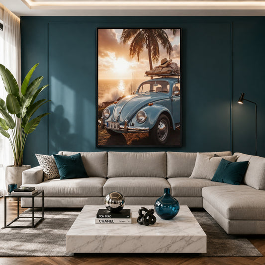 Vintage Beetle Canvas Painting