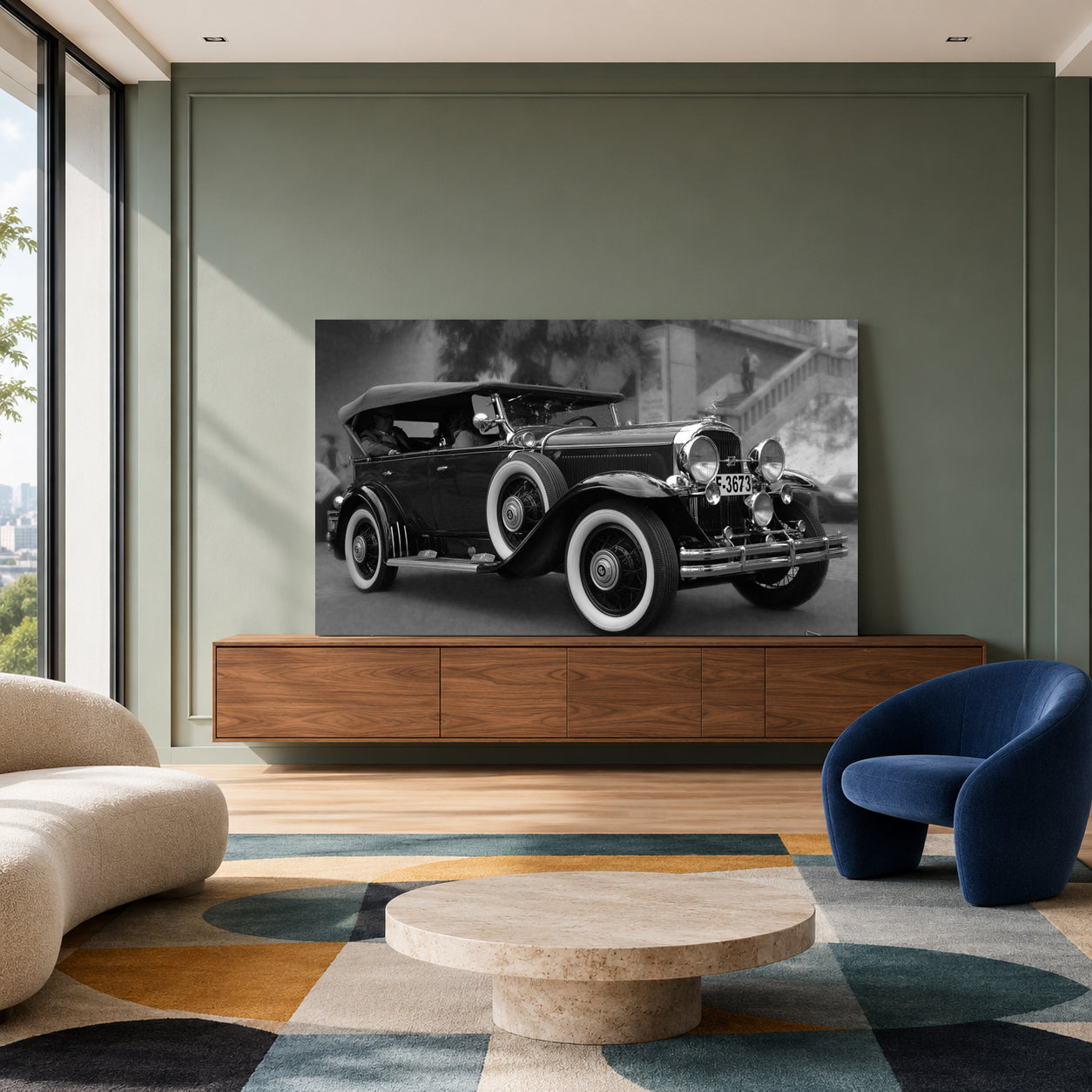 Vintage Classic Car Canvas Painting
