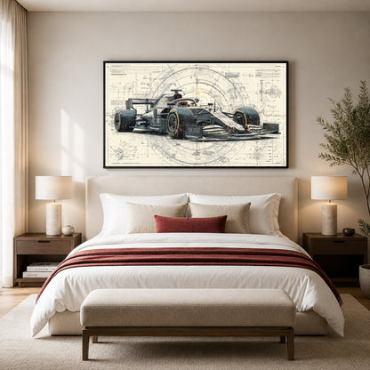 Formula Racing Car Canvas Painting