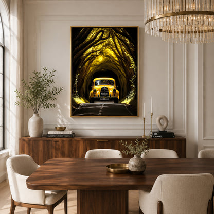 Vintage Yellow Car Car Canvas Painting