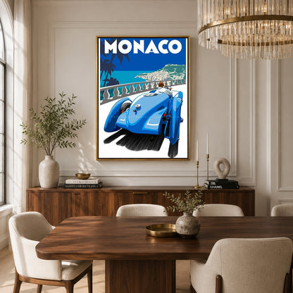 Monaco Vintage Racing Car Canvas Painting