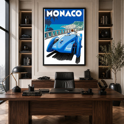 Monaco Vintage Racing Car Canvas Painting