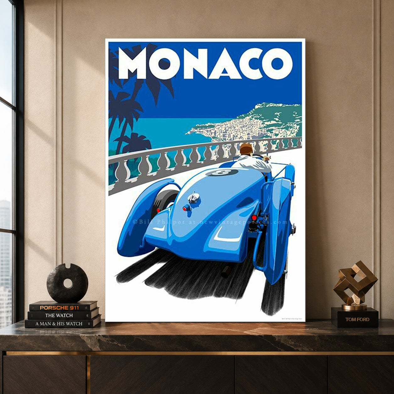 Monaco Vintage Racing Car Canvas Painting