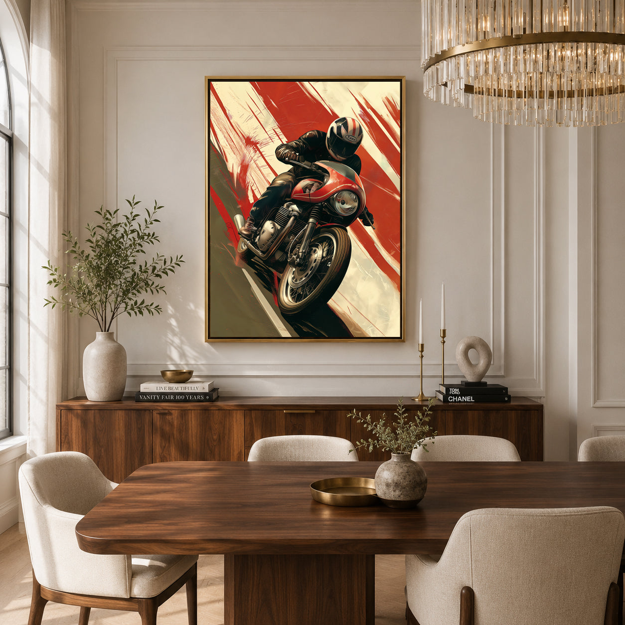 Triumph Motorcycle Car Canvas Painting