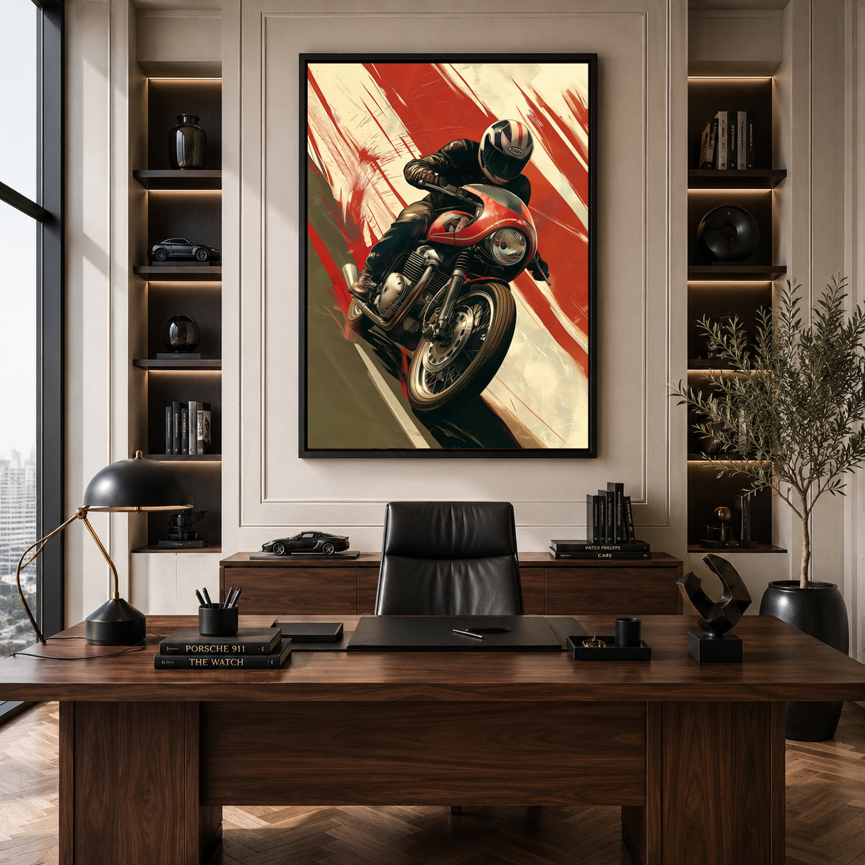 Triumph Motorcycle Car Canvas Painting