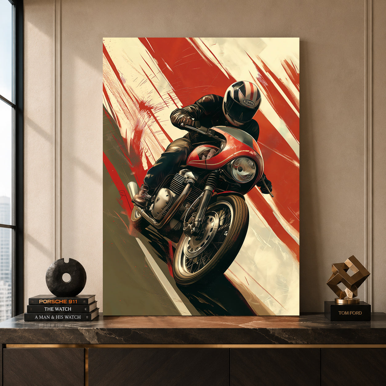 Triumph Motorcycle Car Canvas Painting