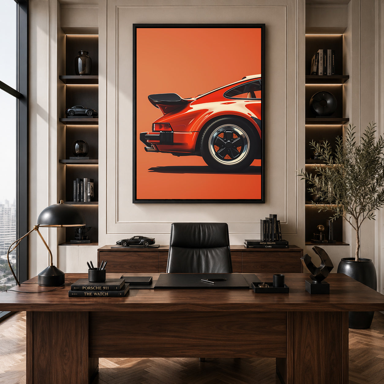 Porsche 911 Car Canvas Painting Minimalist Sports Car Wall Art