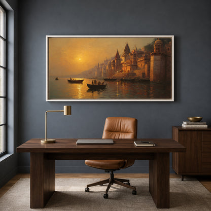 Banaras Ghats Modern Canvas Wall Art for Home Interior Decor