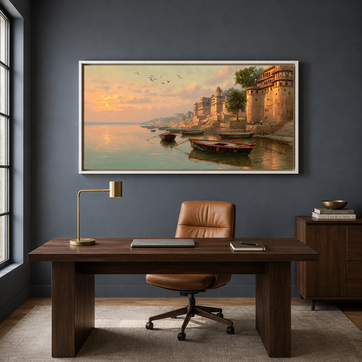 Banaras Ghats Canvas Art Painting for Luxury Home Wall Decor