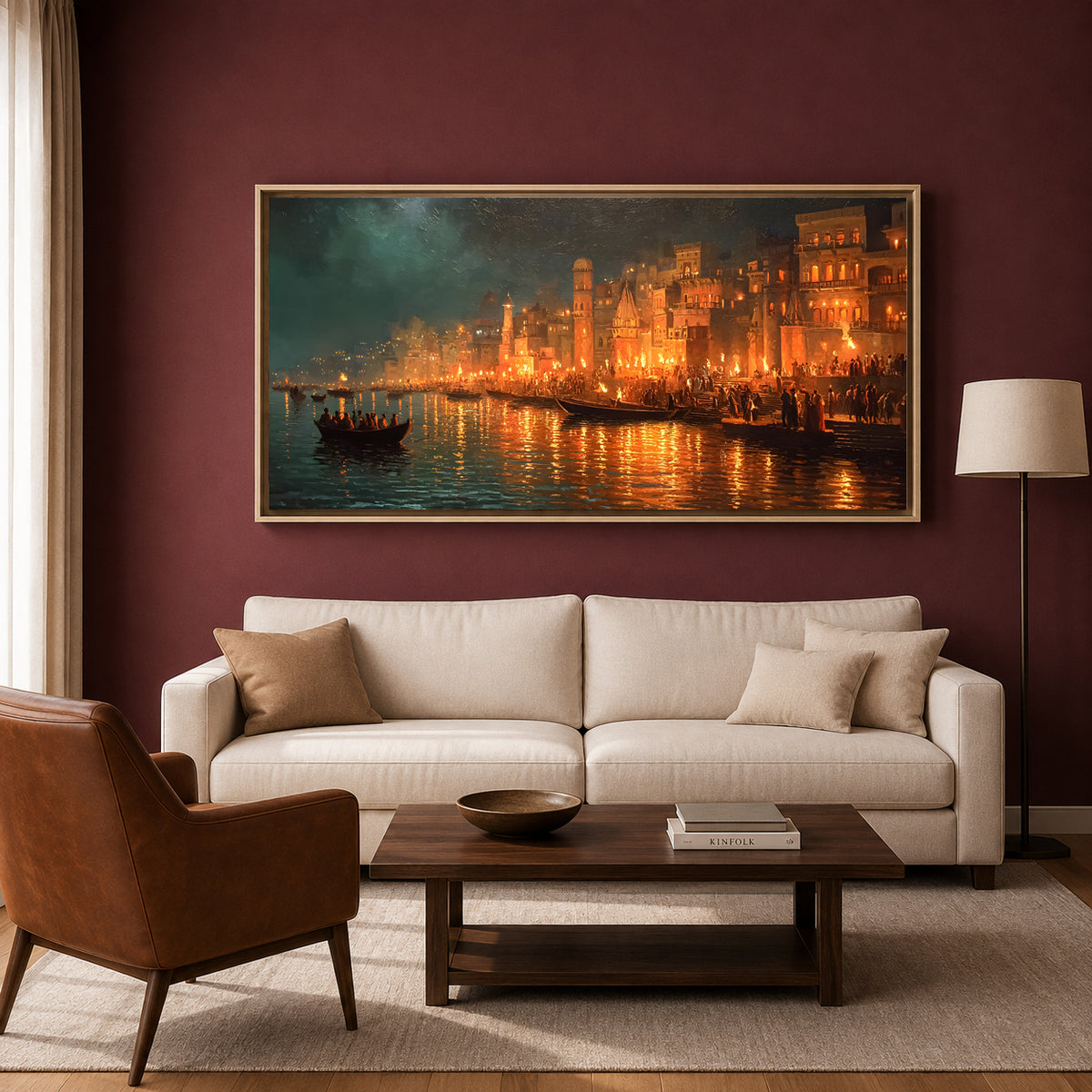 Banaras Ghats Scenic Canvas Wall Art for Elegant Room Decor