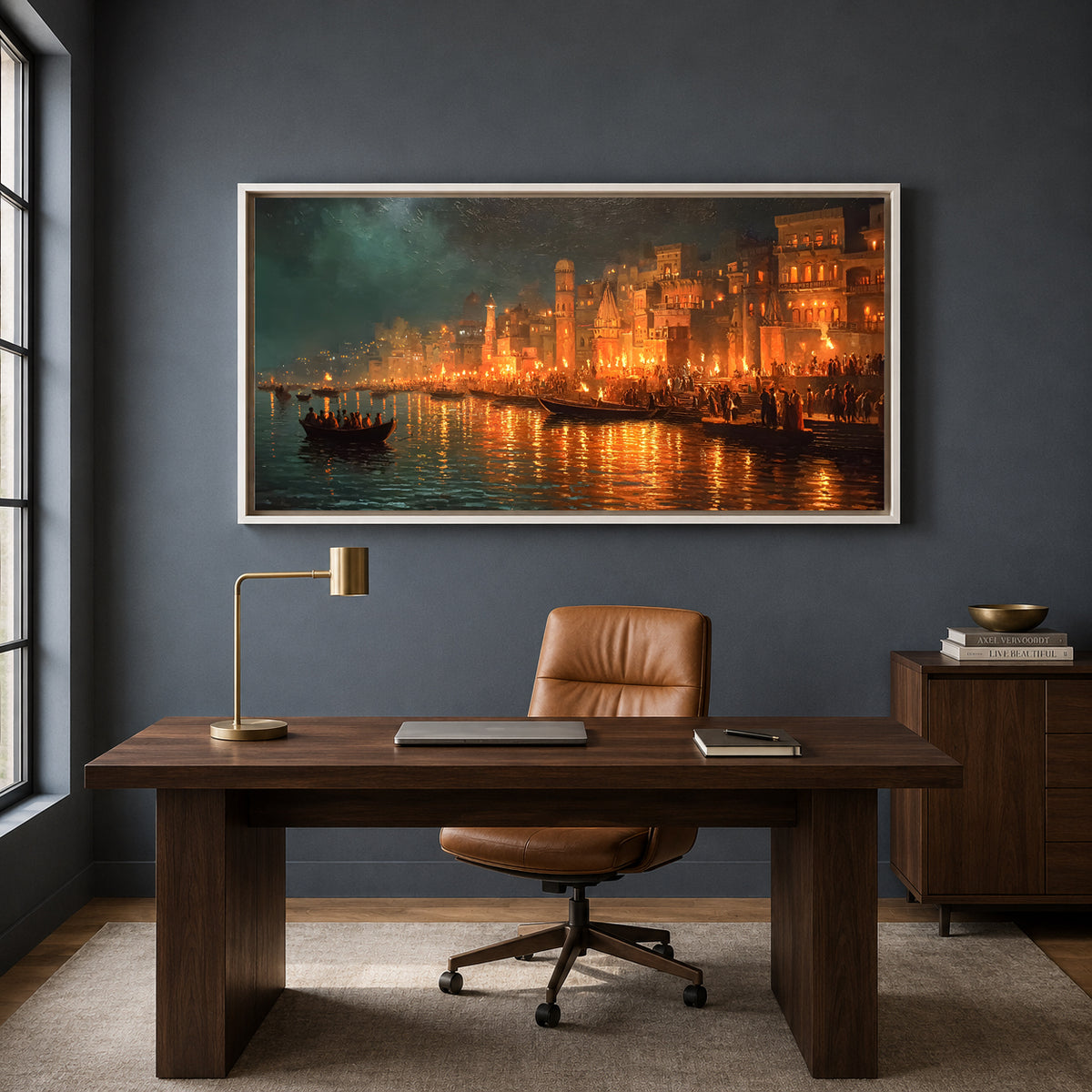 Banaras Ghats Scenic Canvas Wall Art for Elegant Room Decor