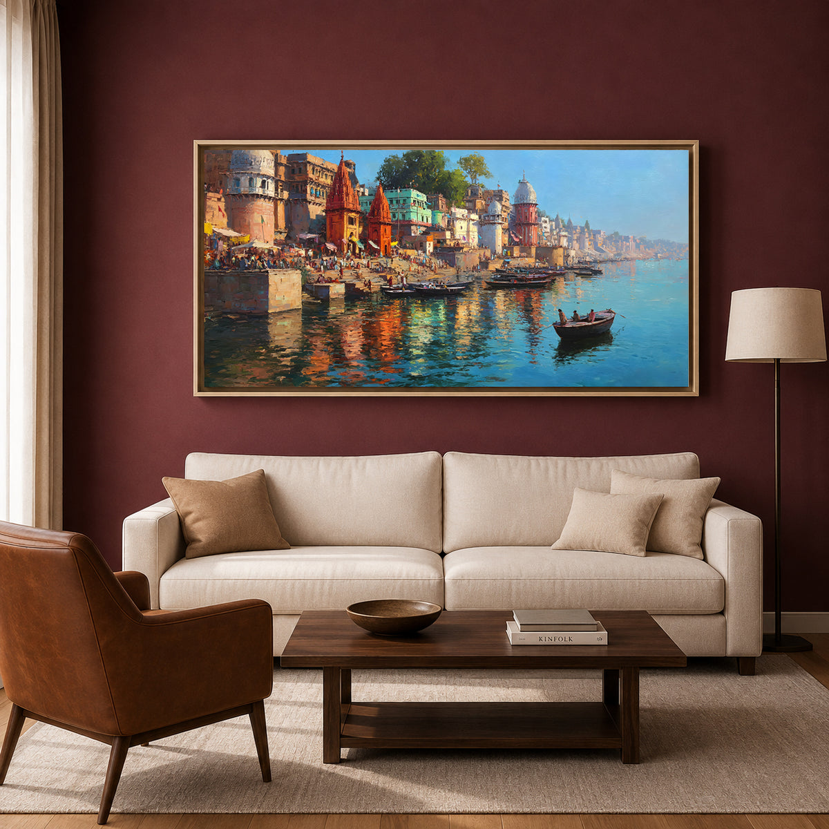 Banaras Ghats Wall Painting Canvas Art for Home & Office Decor