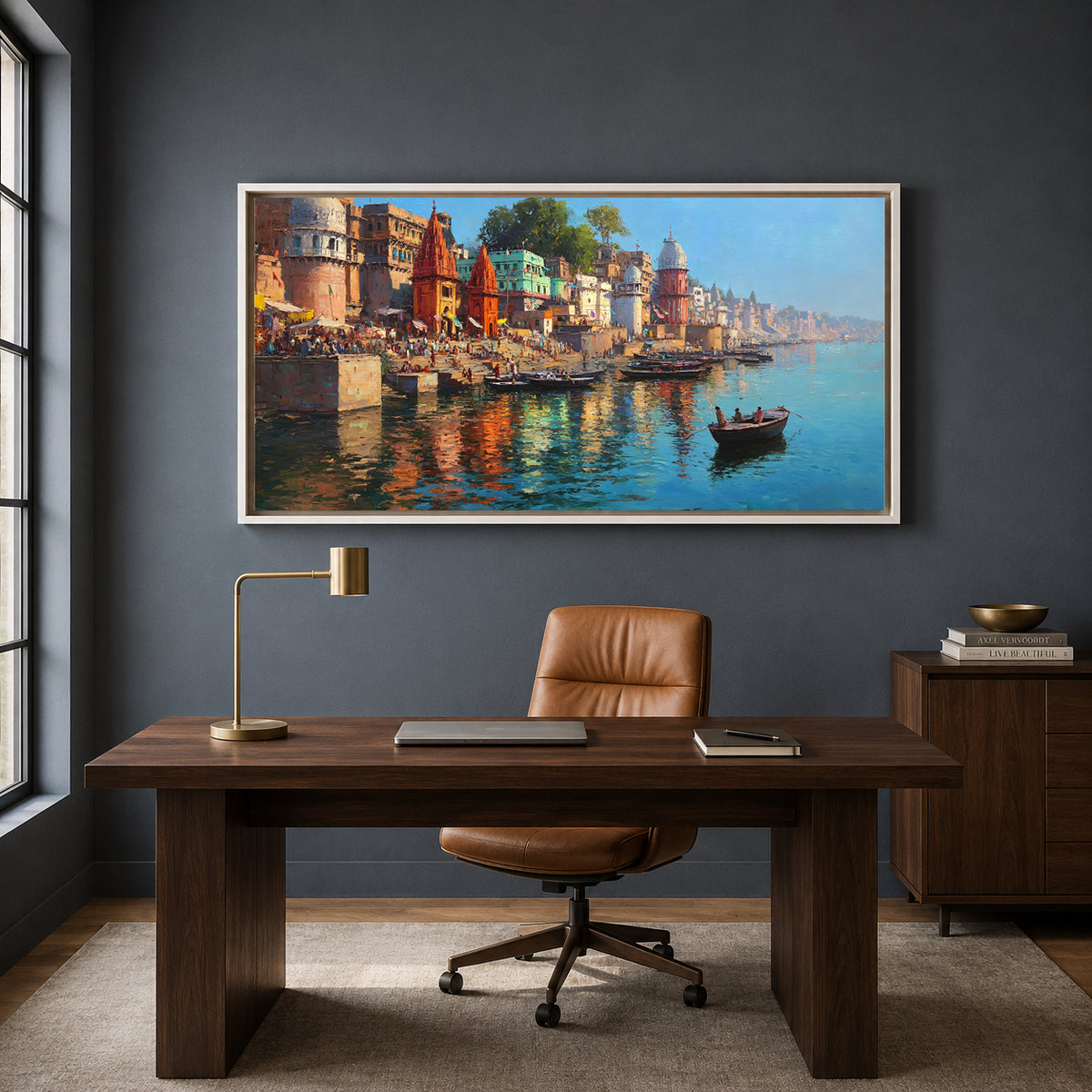 Banaras Ghats Wall Painting Canvas Art for Home & Office Decor