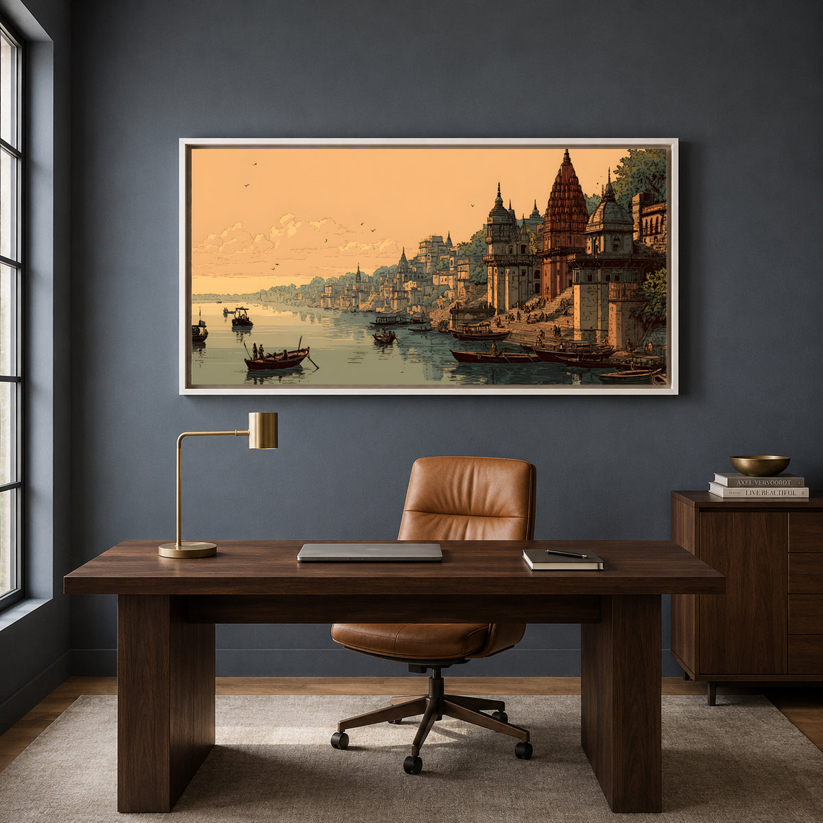 Banaras Ghats Canvas Painting Wall Decor for Modern Homes