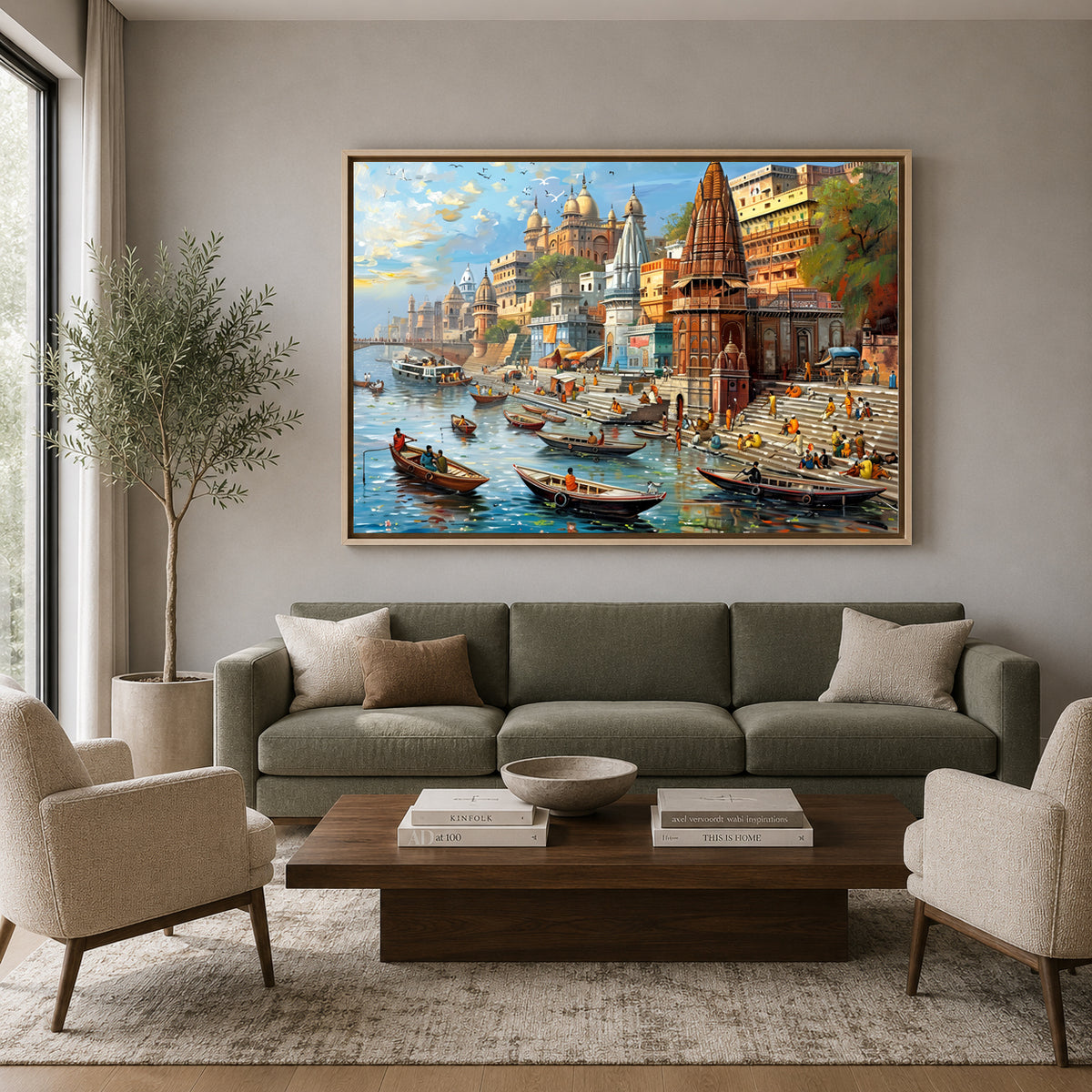 Banaras Ghats Contemporary Canvas Art for Elegant Wall Decor
