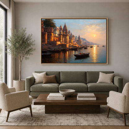 Banaras Ghats Classic Canvas Wall Painting for Home Decor