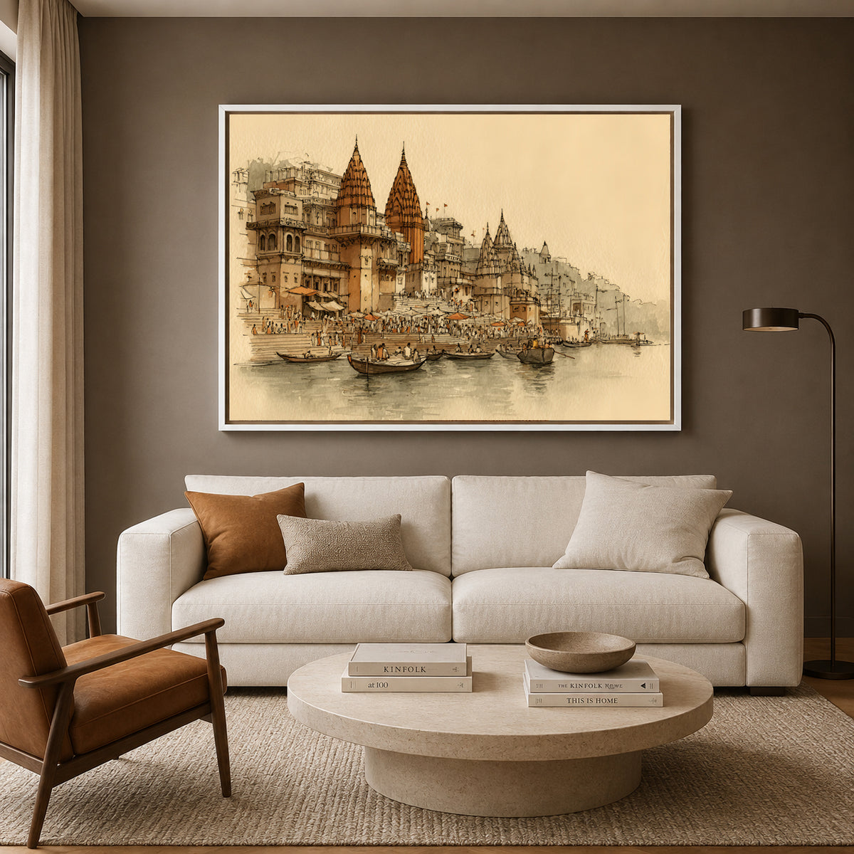 Banaras Ghats Designer Canvas Painting for Luxury Wall Decor