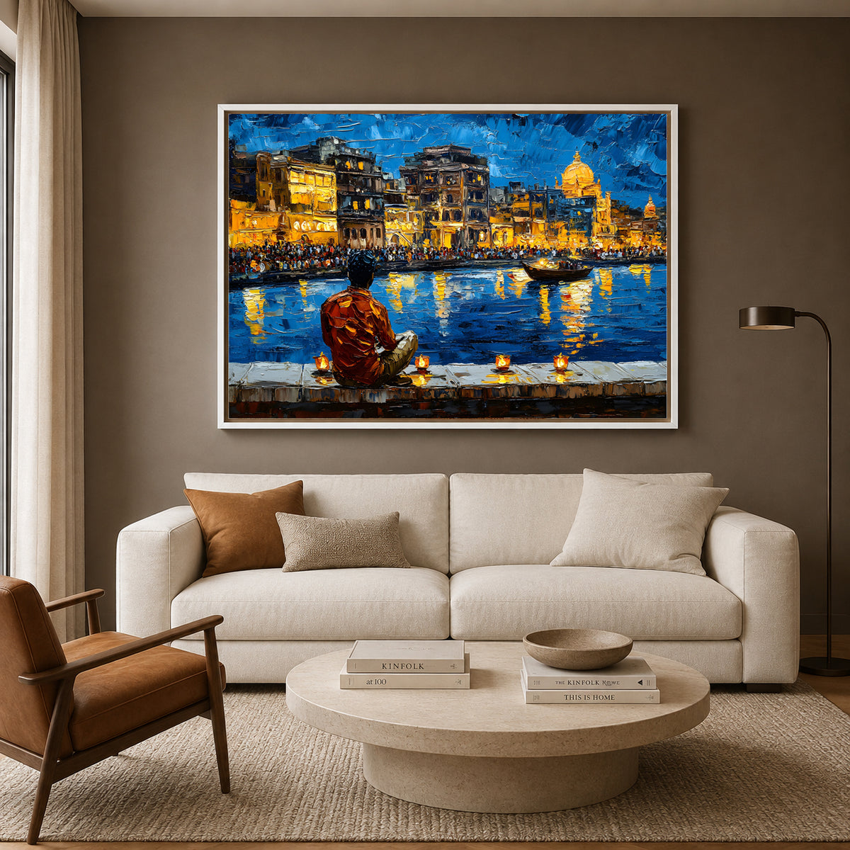 Banaras Ghats Printed Canvas Painting for Elegant Wall Decoration
