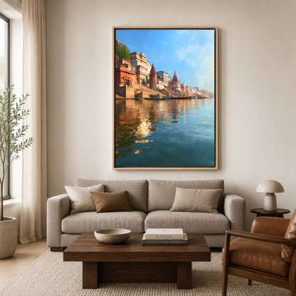 Banaras Ghats Premium Canvas Art for Living Room Wall Decor