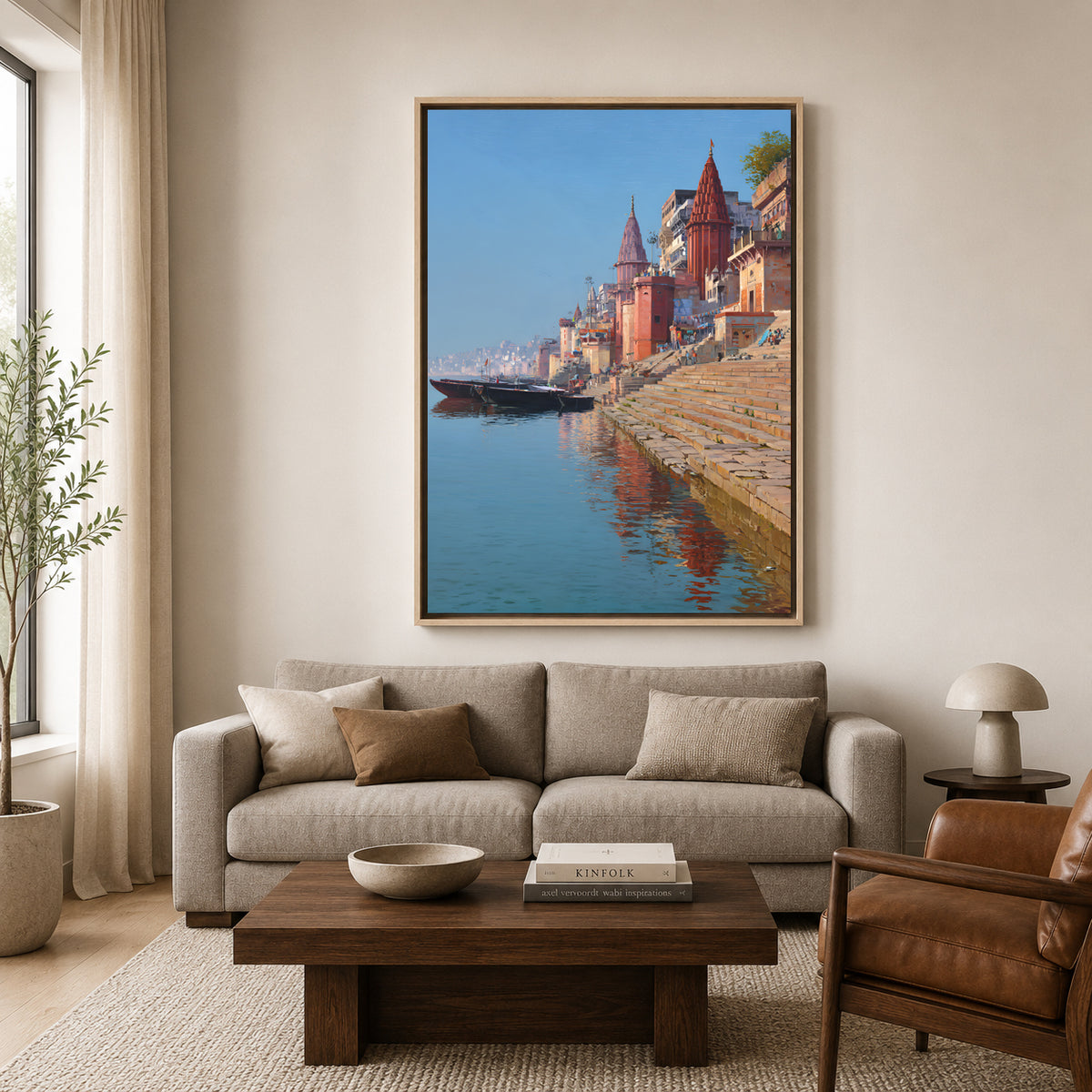 Banaras Ghats Artistic Canvas Wall Painting for Home Decoration