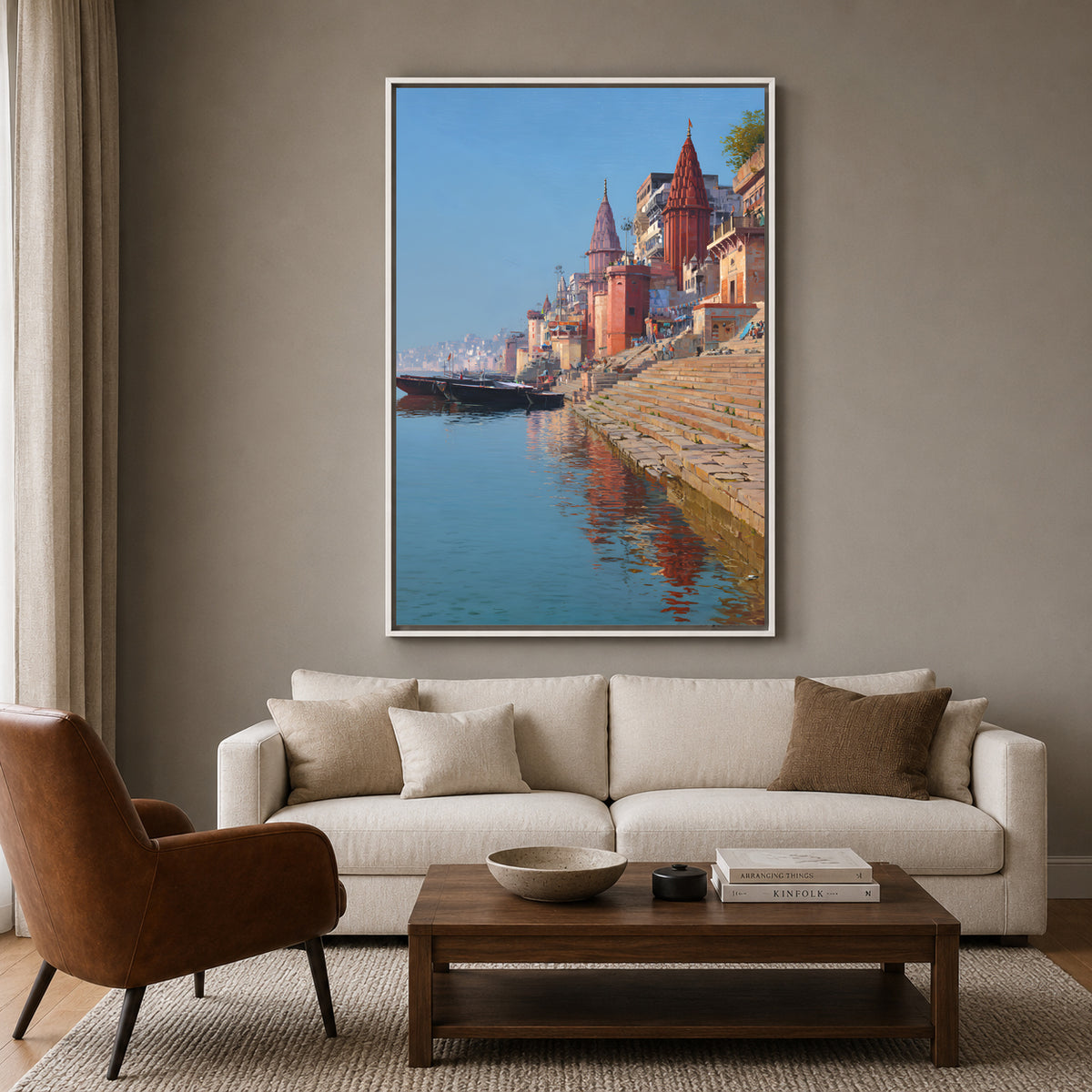 Banaras Ghats Artistic Canvas Wall Painting for Home Decoration