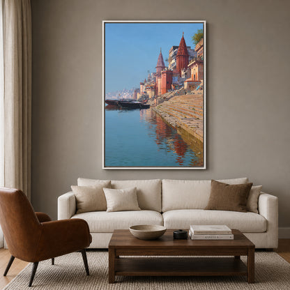 Banaras Ghats Artistic Canvas Wall Painting for Home Decoration