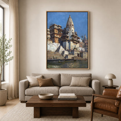 Banaras Ghats Decorative Canvas Painting for Luxury Wall Decor
