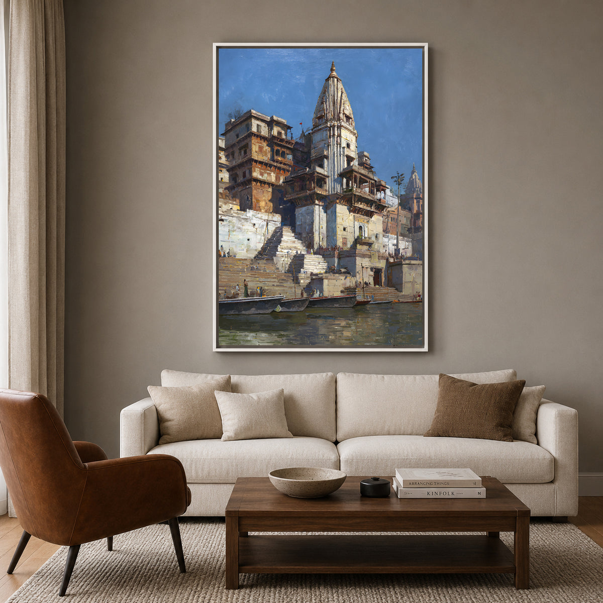 Banaras Ghats Decorative Canvas Painting for Luxury Wall Decor