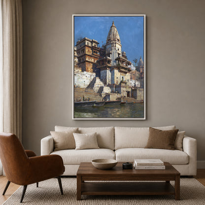 Banaras Ghats Decorative Canvas Painting for Luxury Wall Decor