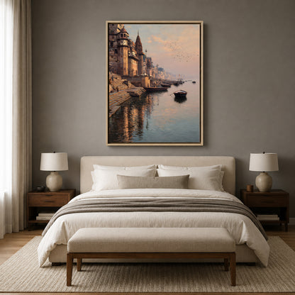 Banaras Ghats Spiritual Canvas Art Painting for Home Decor