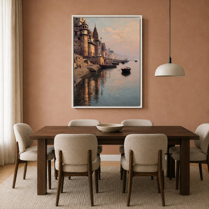 Banaras Ghats Spiritual Canvas Art Painting for Home Decor