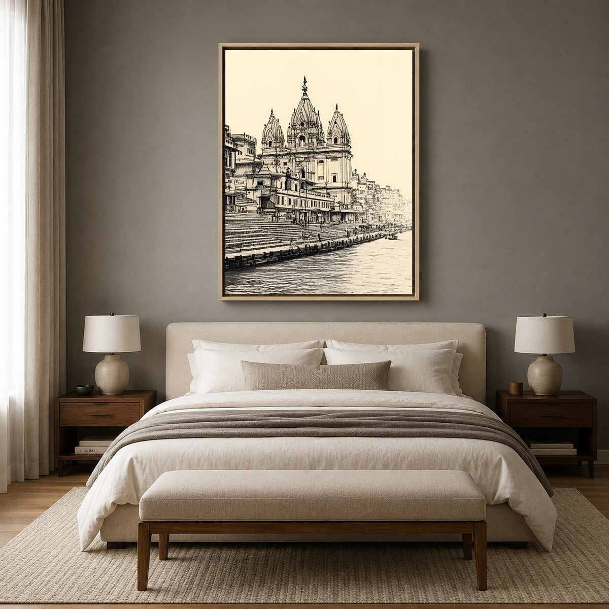 Banaras Ghats Elegant Canvas Painting for Modern Wall Decor