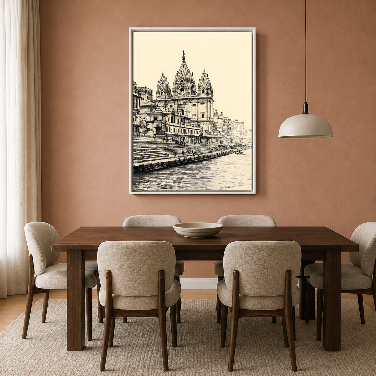 Banaras Ghats Elegant Canvas Painting for Modern Wall Decor