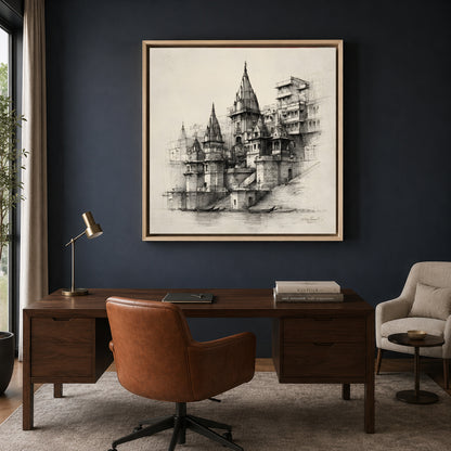 Banaras Ghats Elegant Wall Canvas Art for Luxury Home Decor