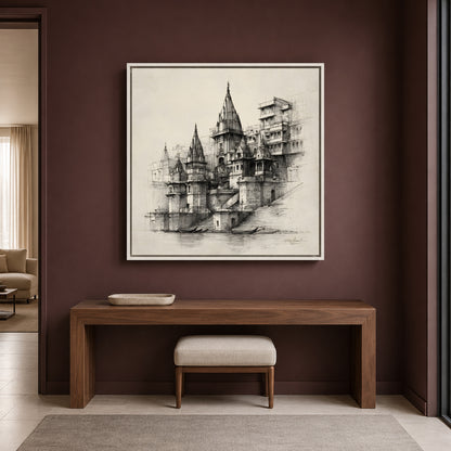Banaras Ghats Elegant Wall Canvas Art for Luxury Home Decor