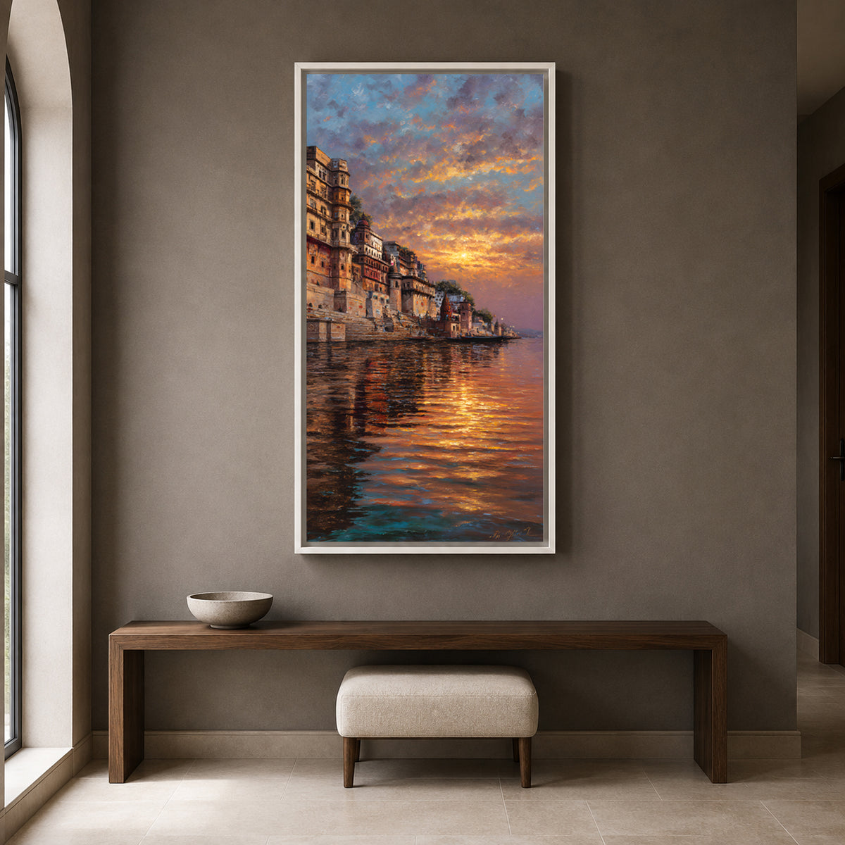 Banaras Ghats Canvas Painting Wall Art for Elegant Home Decor